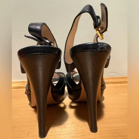 Prada Black Leather Slingback Shoes - Picture 6 of 10